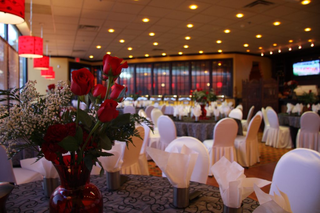 Spacious private party hall venue decorated for large group functions and family celebrations at Karaikudi in Scarborough