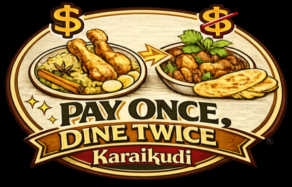 Karaikudi Pay Once Dine Twice promotion